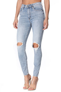 Make You Wait Light Wash Distressed Skinny Jeans - FINAL SALE