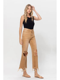 Happy Place 90's Crop Flare Jeans - Camel - Restock!