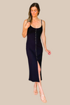 Madison Black Ribbed Knit Midi Dress - SALE