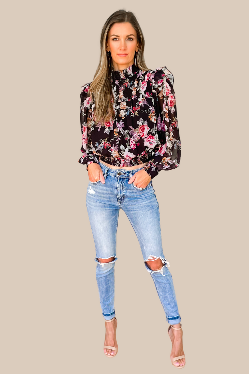 This Is It Black Floral Print Top - SALE