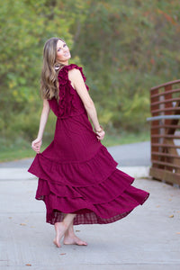 Define The Moment Wine Maxi Dress -SALE