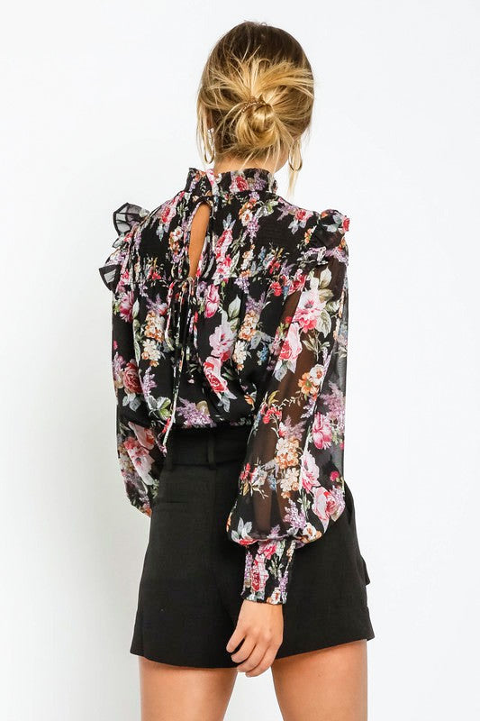 This Is It Black Floral Print Top - FINAL SALE