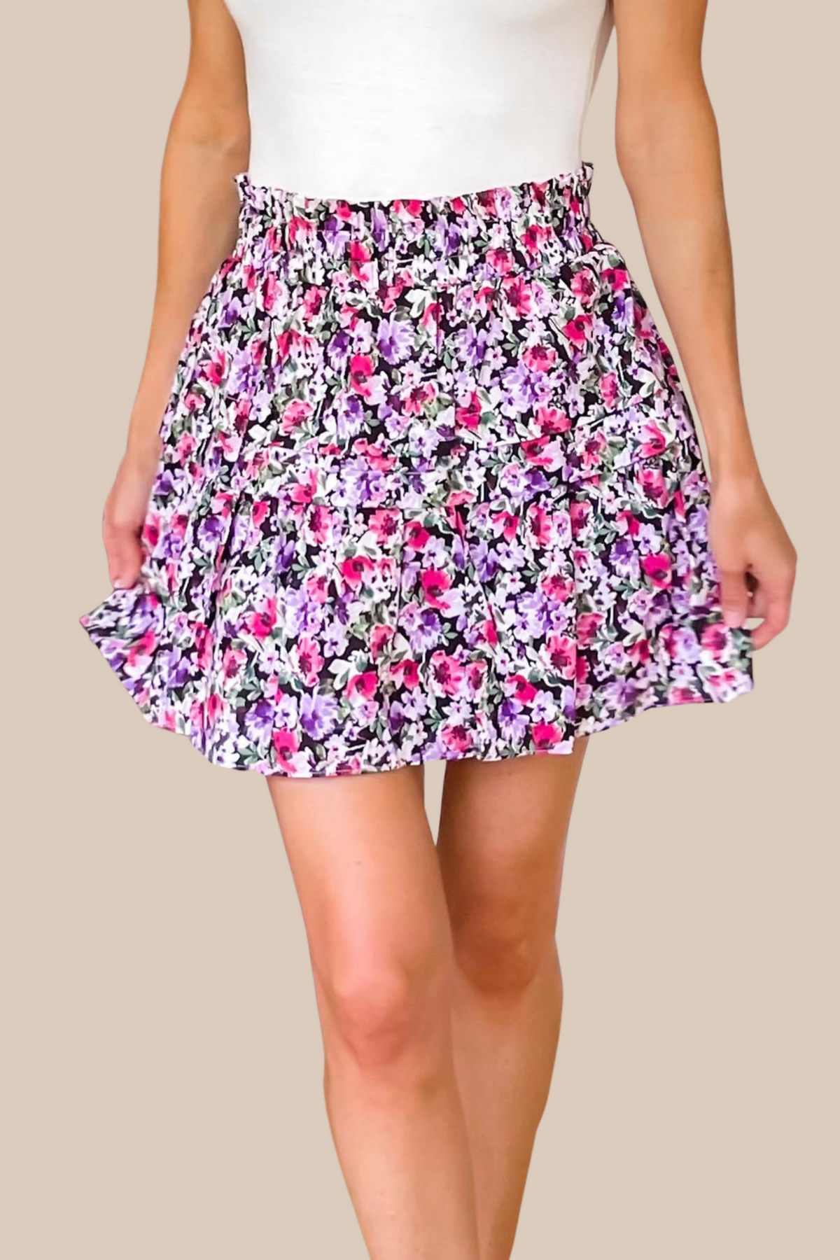 Floral mini skirt hotsell