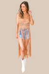 Boho Crochet Fringe Top - Tan - SALE