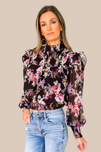 This Is It Black Floral Print Top - SALE